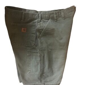Carhartt Rugged Canvas 100% Cotton Carpenter Cargo Work Short Sz. 44 Olive Green